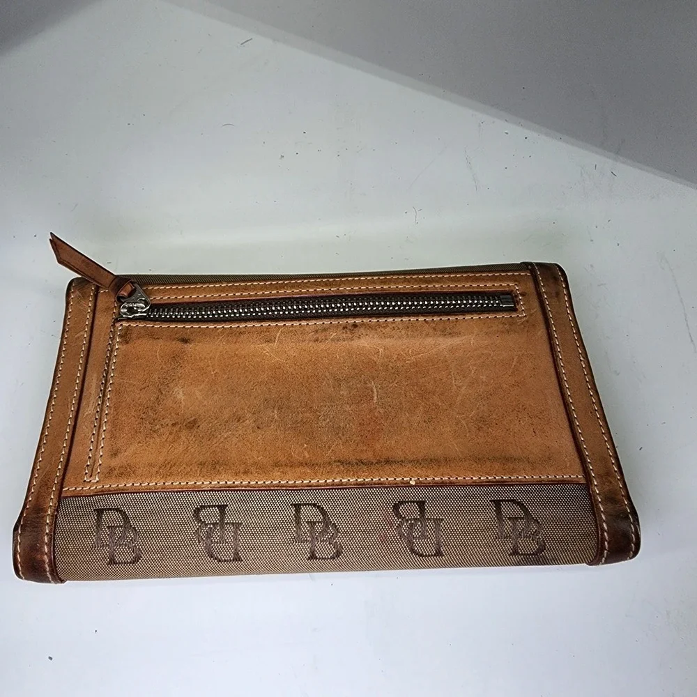 Dooney & Bourke Brown Monogram Hobo with Tan Leather Trim
